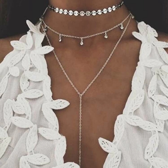 *Lucy* Silver Layered Necklace - Picture 2 of 7